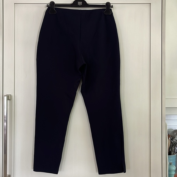 EUC Sympli navy straight leg pull on ankle length pant with small side hem vent - Picture 5 of 9